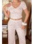 Kısa Kollu Pijama Takımı Ekru Renk Çiçekli Desenle Erkek Kullanıcılar İçin 2