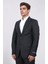 Slim Fit Mono Yaka Siyah Çizgili Yünlü Takım Elbise 5