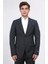 Slim Fit Mono Yaka Siyah Çizgili Yünlü Takım Elbise 6