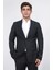 Slim Fit Mono Yaka Siyah Çizgili Yünlü Takım Elbise 7
