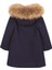 Lacivert Yün Kapüşonlu Kız Çocuk Manto 2