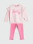 Yeni Sezon Bisiklet Yaka Barbie Baskılı Kız Bebek Sweatshirt ve Tayt 2'li Takım 1