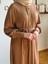 Camel Kaplama Düğmeli Fitilli Örme Elbise 9937 1