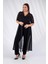 Büyük Beden Düğmeli Şifon Tunik Siyah 2