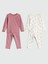 Yeni Sezon Bisiklet Yaka Baskılı Kız Bebek Pijama Takım 2'li 1