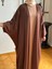 Acı Kahve Biyeli Abaya Takım 5081 1