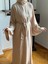 Koyu Bej Fırfırlı Ikili Takım Abaya Takım 5038 1