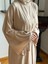 Koyu Bej Fırfırlı Ikili Takım Abaya Takım 5038 2