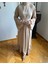Koyu Bej Fırfırlı Ikili Takım Abaya Takım 5038 4