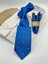 Mavi Noktalı Mendilli Klasik Kravat 1