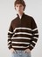 Yeni Sezon Dik Yaka Uzun Kollu Çizgili Erkek Triko Kazak 1
