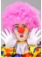 Pembe Renk Kıvırcık Afro Bonus Peruk Takma Saç ve Kırmızı Burun Seti (4887) 1