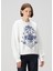 Beyaz Baskılı Sweatshirt 3