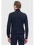 Lacivert Tam Balıkçı Yaka Düz Örgü Yün Karışımlı Triko Kazak 5