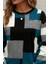 Kadın Uzun Kollu Bisiklet Yaka Renkli Blok Baskı Dalgıç Bluz 2