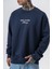 Erkek Memory Baskılı Bisiklet Yaka Oversize Sweatshirt Lacivert 5