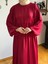 Bordo Balon Kollu Oversize Elbise 5096 2