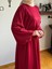 Bordo Balon Kollu Oversize Elbise 5096 3