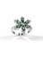 925 Ayar Zümrüt Taşlı Rodyum Lotus Çiçeği Ayarlanabilir Gümüş Yüzük 3