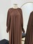 Acı Kahve Reglan Kol Büzgülü Elbise 5072 5