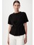 Fiyonk Görünümlü Bisiklet Yaka Örme Siyah Tişört 1