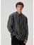 Siyah Çizgi Desenli Oversized Poplin Gömlek 4