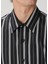 Siyah Çizgi Desenli Oversized Poplin Gömlek 6
