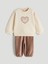Yeni Sezon Kız Bebek Baskılı Sweatshirt ve Kadife Pantolon 2'li 1