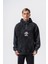 Erkek Create Baskılı Kapüşonlu Oversize Hoodie Siyah 2