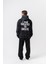 Erkek Create Baskılı Kapüşonlu Oversize Hoodie Siyah 4