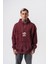Erkek Create Baskılı Kapüşonlu Oversize Hoodie Bordo 2