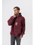 Erkek Create Baskılı Kapüşonlu Oversize Hoodie Bordo 5
