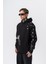 Erkek No Perch Nakışlı Kapüşonlu Oversize Hoodie Siyah 2