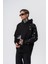 Erkek No Perch Nakışlı Kapüşonlu Oversize Hoodie Siyah 5