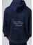 Erkek Far From Basic Nakışlı Kapüşonlu Oversize Hoodie Lacivert 5
