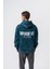 Erkek Dopamine Hit Baskılı Kapüşonlu Oversize Hoodie Zümrüt 1