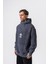 Erkek Create Baskılı Kapüşonlu Oversize Hoodie Füme 3