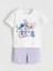 Yeni Sezon Lilo & Stitch Baskılı Kız Bebek Şortlu Pijama Takım 1