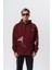 Erkek No Perch Nakışlı Kapüşonlu Oversize Hoodie Bordo 1