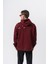 Erkek No Perch Nakışlı Kapüşonlu Oversize Hoodie Bordo 3