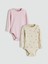 Yeni Sezon Bisiklet Yaka Kız Bebek Çıtçıtlı Body 2'li 1
