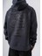 Erkek Garden Baskılı Kapüşonlu Oversize Hoodie Füme 4