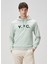 Su Yeşili Kapüşonlu Logo Baskılı Sweatshirt 1