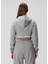 Gri Kapüşonlu Crop Sweatshirt 4