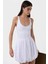 Kadın Balon Etekli Mini Elbise White 4