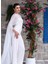 Beyaz Hologram Payetli Şifon Bluz Detaylı Tulum 3