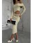 Kadın Örme Tek Omuzlu Asimetrik Kesimli Maksi Bodycon Elbise Natural 4
