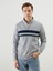 Yeni Sezon Dik Yaka Uzun Kollu Çizgili Erkek Sweatshirt 1