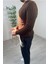 Erkek Kahve Örgülü Slim Fit Bisiklet Yaka Triko Kazak 3