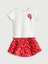 Yeni Sezon Çiçekli Kız Bebek Tişört ve Şort Etek 2'li 1